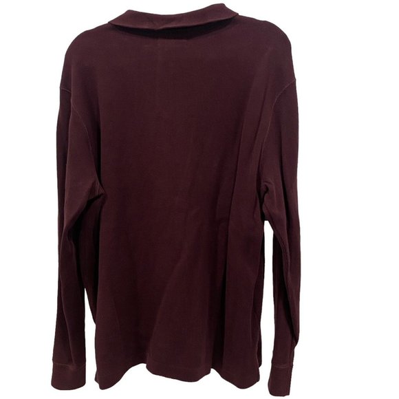 POLO RALPH LAUREN Men's Sweater MAROON RED 1/4 Zip Cotton Pullover Green Logo L - Picture 4 of 5